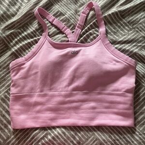 ALO Yoga Sweet Pink Seamless Ribbed favorite Bra tank